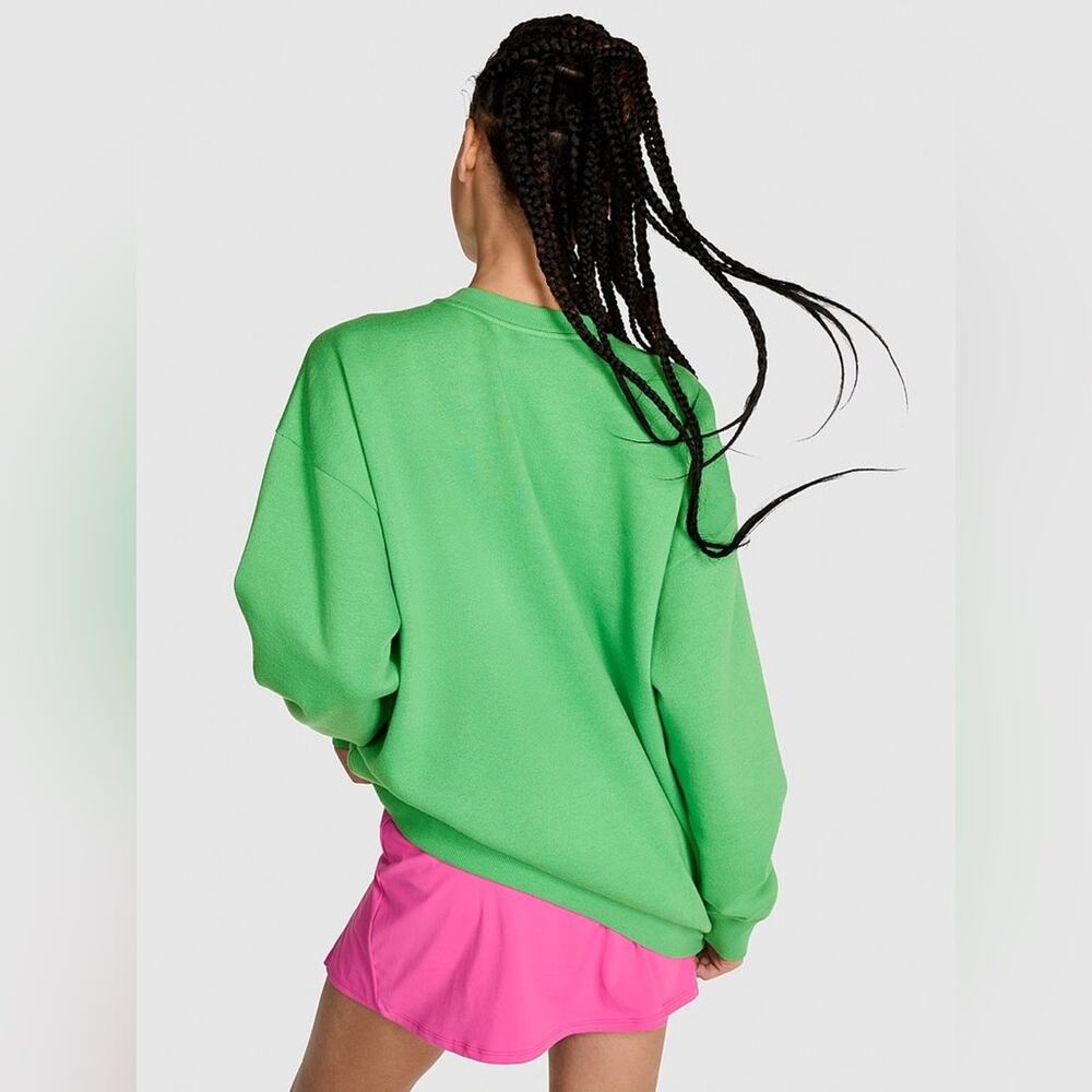 Victoria’s Secret Pink Coney Island Fleece Crewneck Sweatshirt Green Size Medium - Picture 2 of 11